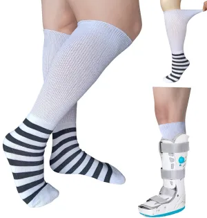 2 Pairs Walking Boot Socks Replacement Liner for Air cast Walking Boot Fracture Surgical Orthopedics Socks Knee High