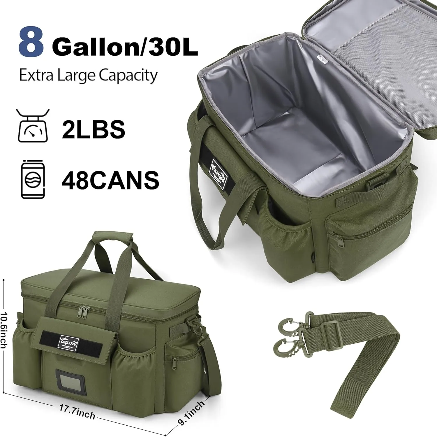 30L Large Soft Sided Cooler Bag, Insulated Collapsible Ice Chest for Camping, Beach, Leakproof