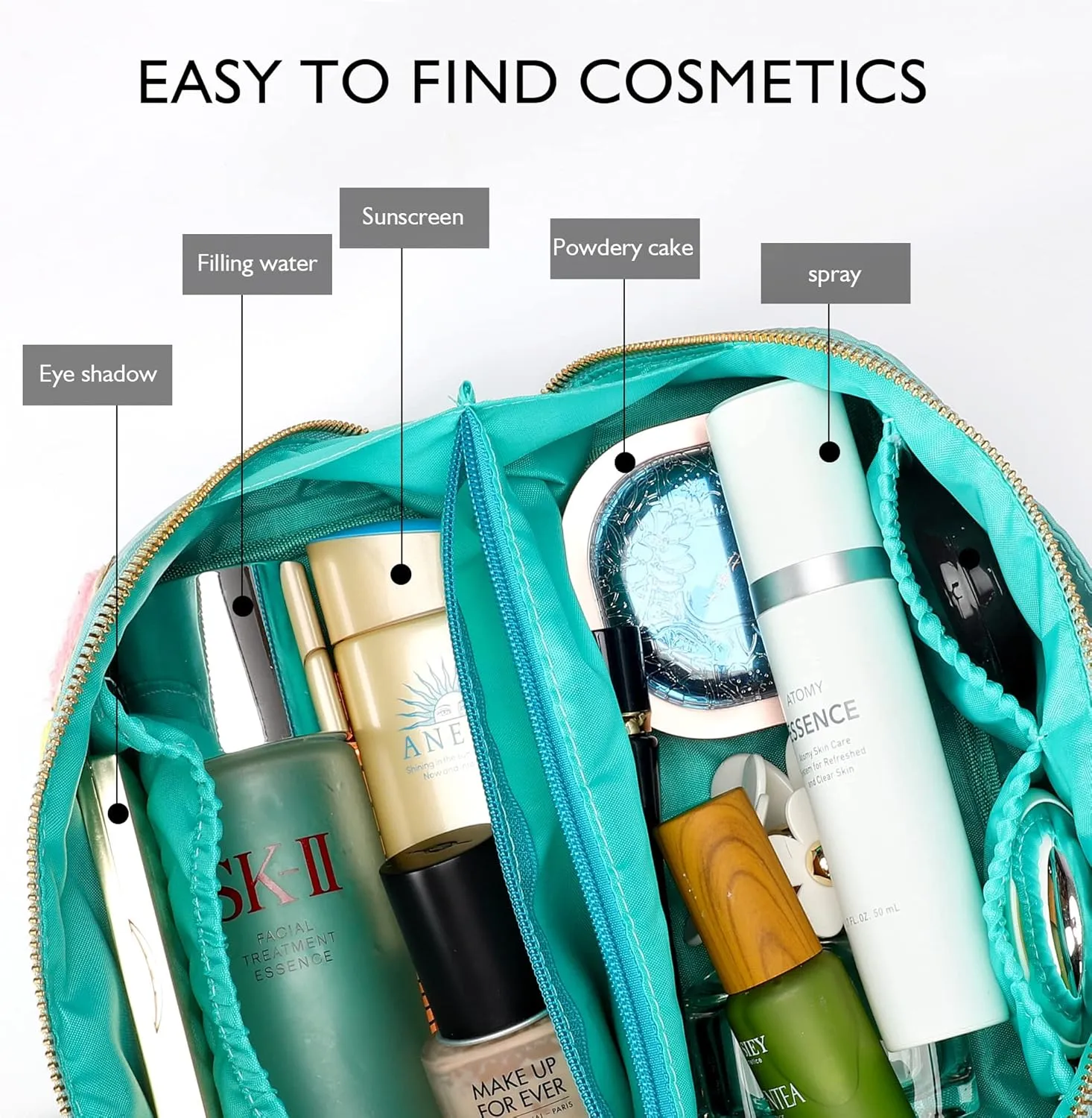 3Pcs Stoney Clover Preppy Makeup Bag, Stuff Bag Travel Makeup Cosmetic Bag, Chenille Letter Patch Open Flat Nylon Pouch, Mixed