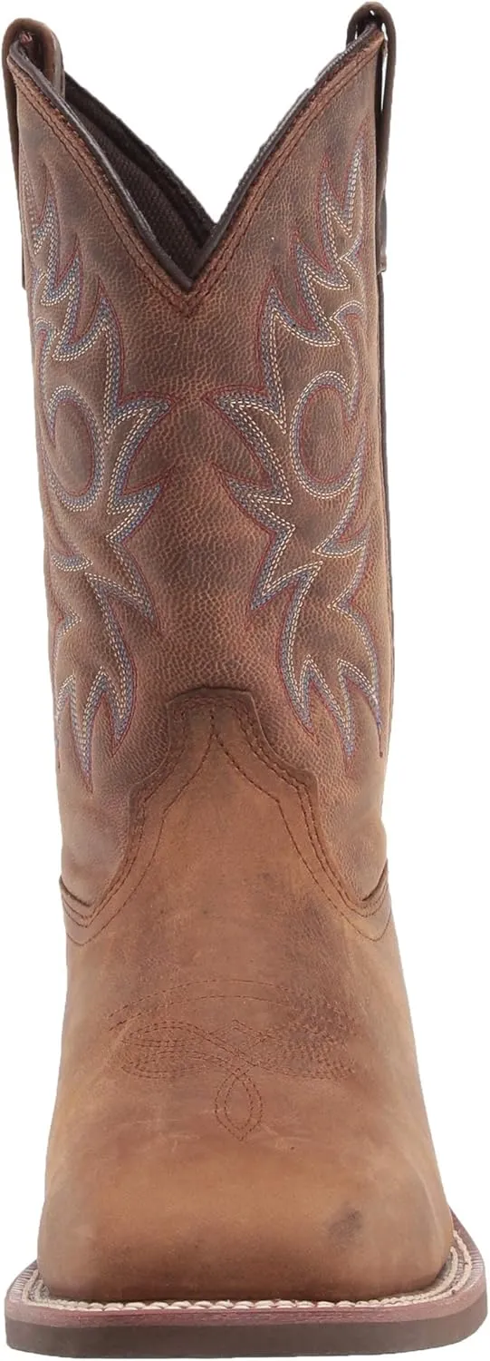 Ad Tec Men's 11in Cowboy Square Toe Western Boots Oil Tumbled Leather - Brown