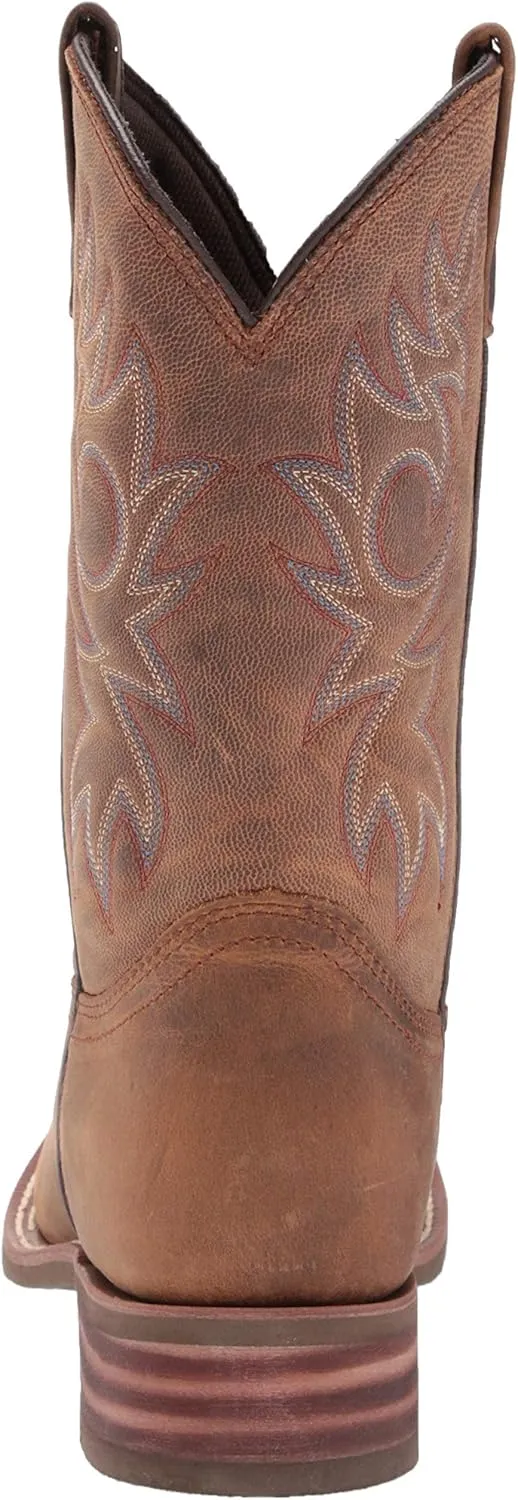 Ad Tec Men's 11in Cowboy Square Toe Western Boots Oil Tumbled Leather - Brown