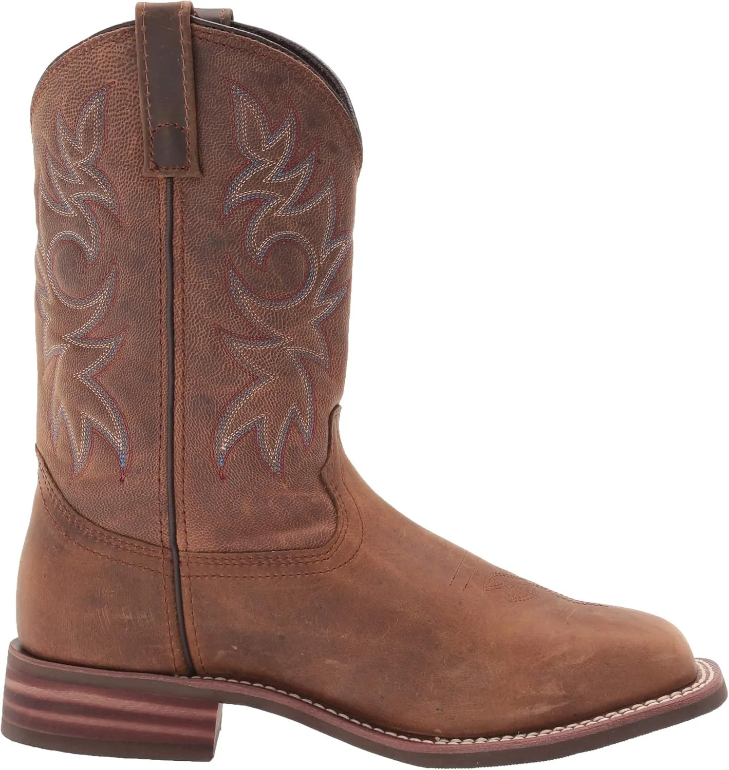 Ad Tec Men's 11in Cowboy Square Toe Western Boots Oil Tumbled Leather - Brown