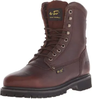 Ad Tec Men's 8in Heavy Duty Waterproof Grain Tumbled Leather Work Boots, Brown - PU Outsole, Removable EVA Cushioned Insole