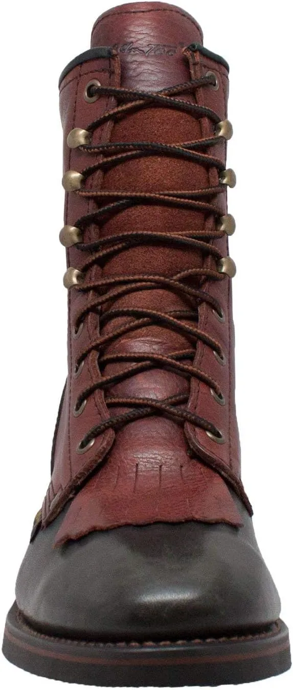 Ad Tec Men's 9" Packer Full Grain Tumbled Leather Work Boot - Non-Slip and Oil Resistant Rubber Sole - Suitable for Riding, Hiking, and Construction - Chestnut/Black