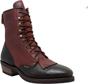 Ad Tec Men's 9" Packer Full Grain Tumbled Leather Work Boot - Non-Slip and Oil Resistant Rubber Sole - Suitable for Riding, Hiking, and Construction - Chestnut/Black