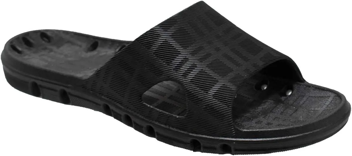 Ad Tec Women’s PVC Slide Sandal Shower Drainage Holes Comfortable, Non-Slip and Quick Dry, Casual Indoor/Outdoor Slippers