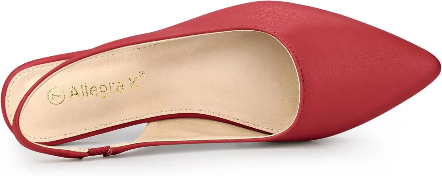 Allegra K Women's Pointed Toe Pumps Slingback Flat Pumps