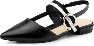 Allegra K Women's Pointed Toe Slingback Flat Mules