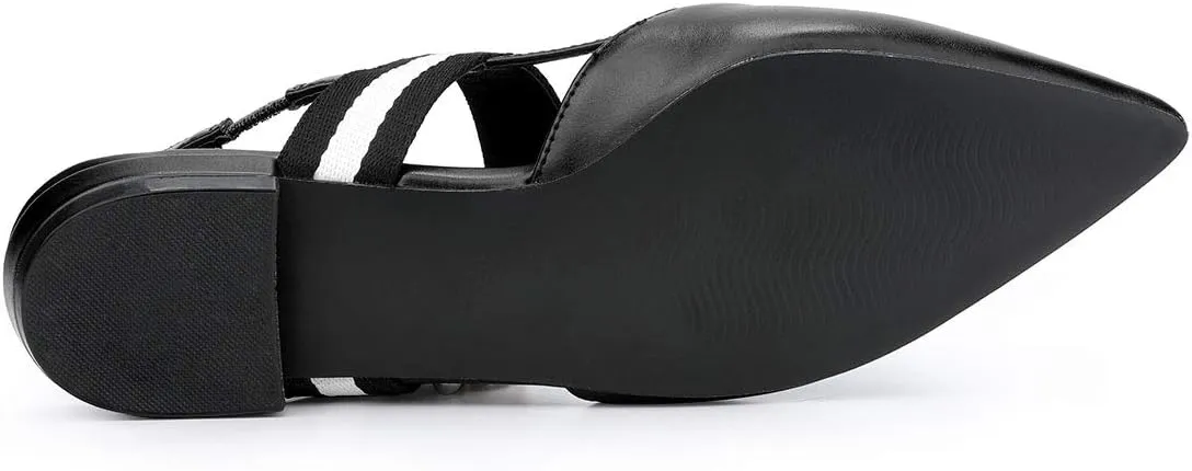 Allegra K Women's Pointed Toe Slingback Flat Mules