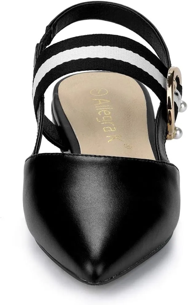 Allegra K Women's Pointed Toe Slingback Flat Mules