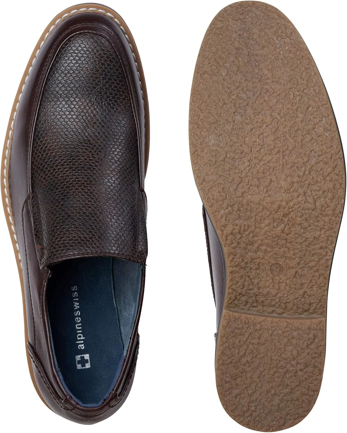 Alpine Swiss Carter Mens Slip On Loafers Snakeskin Dress Shoes
