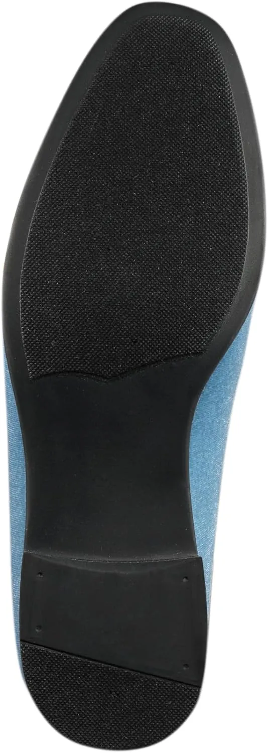 Amali Velvet Slip-On Dress Loafers for Men with Lion Head Piece, Men's Formal Smoking Tuxedo Slippers, Loafer Shoes with Metal Chain Detail