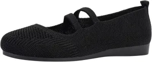 AMDBEL Women's Ballet Flats Shoes Comfortable Walking Shoe, Women's Breathable Crochet Knit Mesh Round Toe Slip On Casual Ballet Flats Dress Shoes Double Strap Low Wedge Shoes Lightweight #06