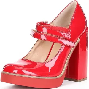 Ancomafio Women’s Mary Janes Square Toe Platform Heels Chunky Heeled Pumps Twice Loafer Ankle Strap Mary Janes Shoes