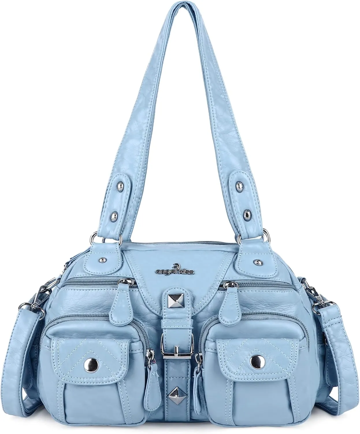 Angel Kiss Hobo Crossbody Purses for Women Shoulder Bag Multipocket Soft Hobo Purses Removable Strap Leather Handbags