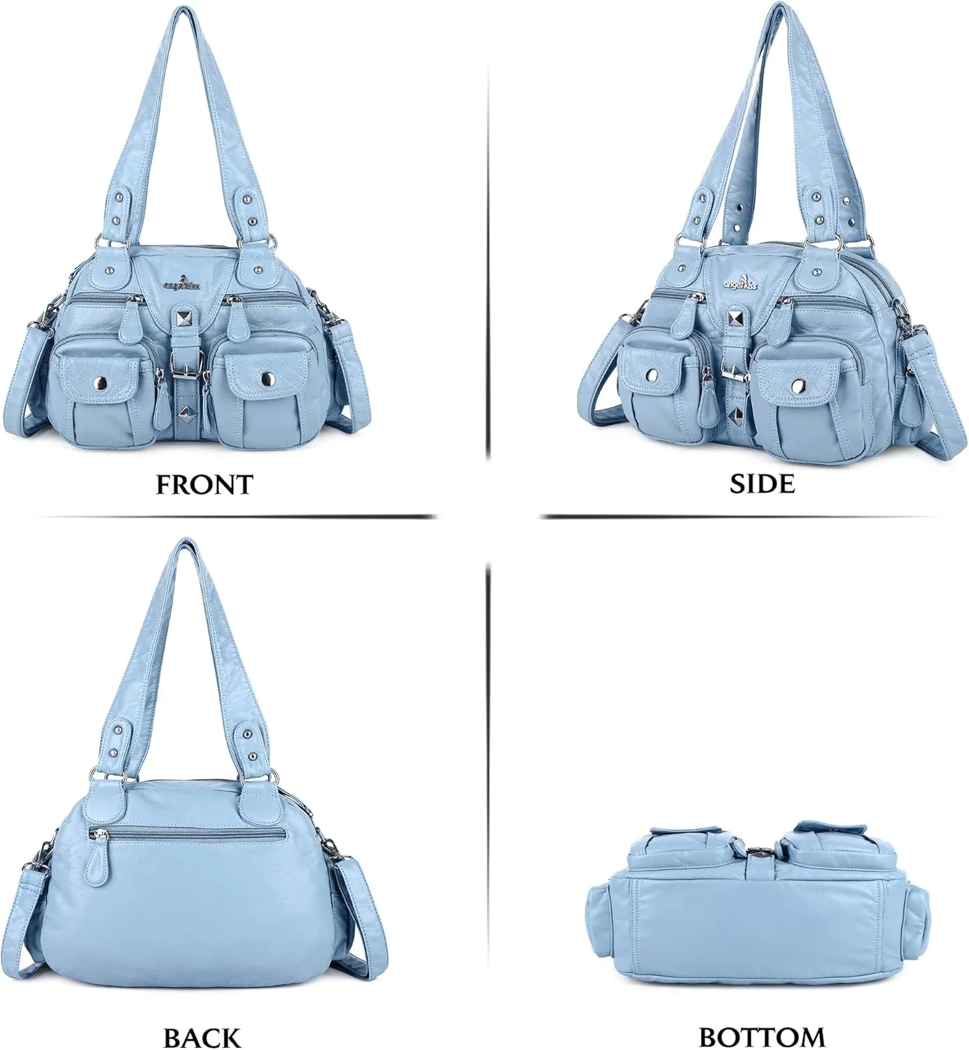 Angel Kiss Hobo Crossbody Purses for Women Shoulder Bag Multipocket Soft Hobo Purses Removable Strap Leather Handbags