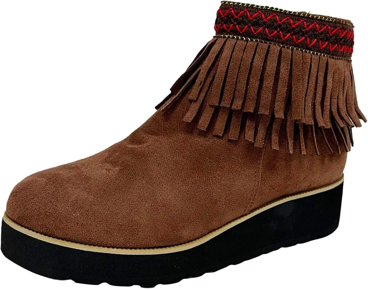 Ankle Boots for Women Comfortable Women Boots Ankle Boots Suede Frosted Tassel Soft Sole Thick Wedge Heel Ankle Boots