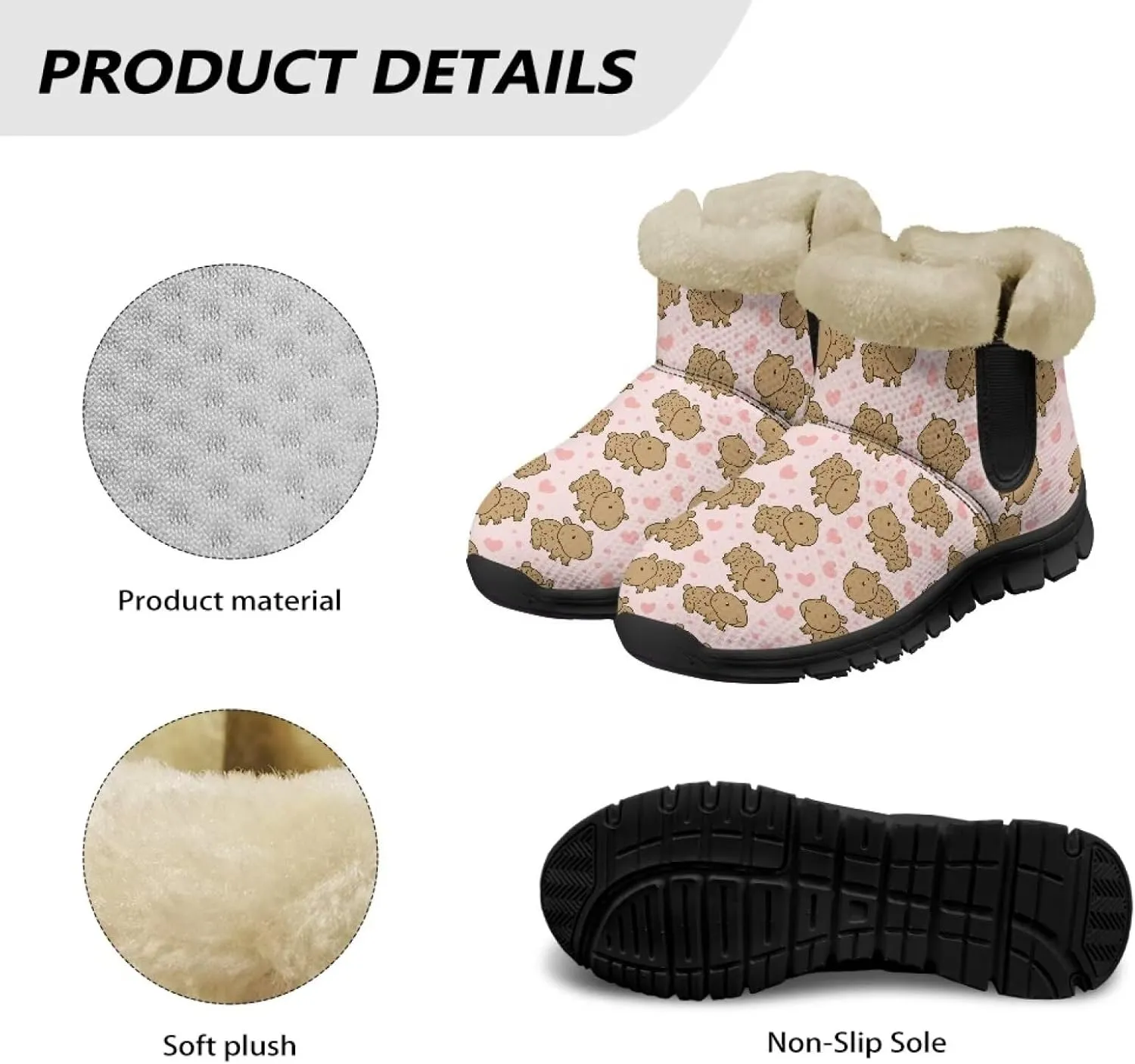 Ankle Boots for Women Waterproof Insulated Warm Fur Lined Snow Boot Winter Outdoor Anti-Slip Lightweight Walking Hiking Booties Shoes
