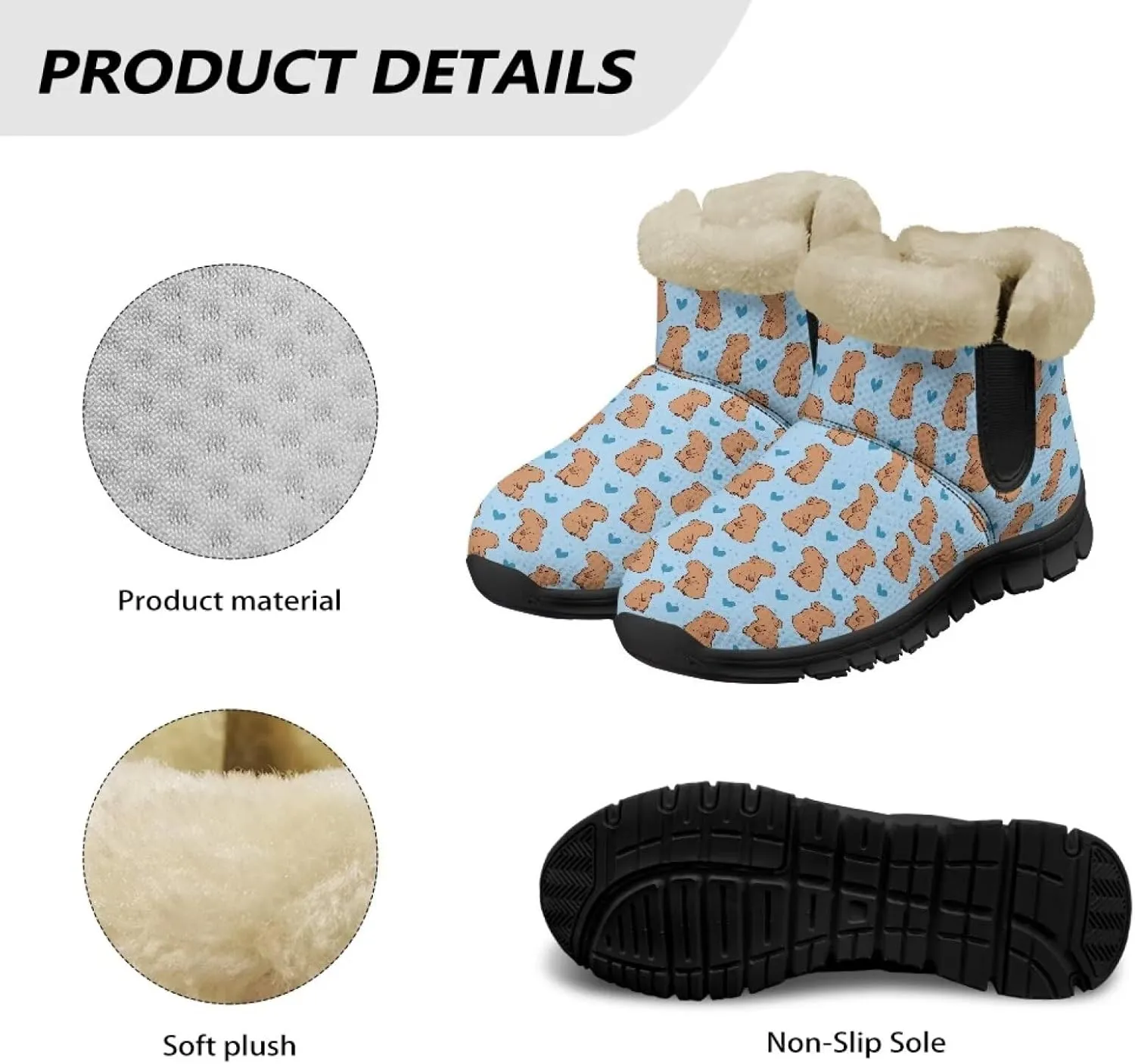 Ankle Boots for Women Waterproof Insulated Warm Fur Lined Snow Boot Winter Outdoor Anti-Slip Lightweight Walking Hiking Booties Shoes