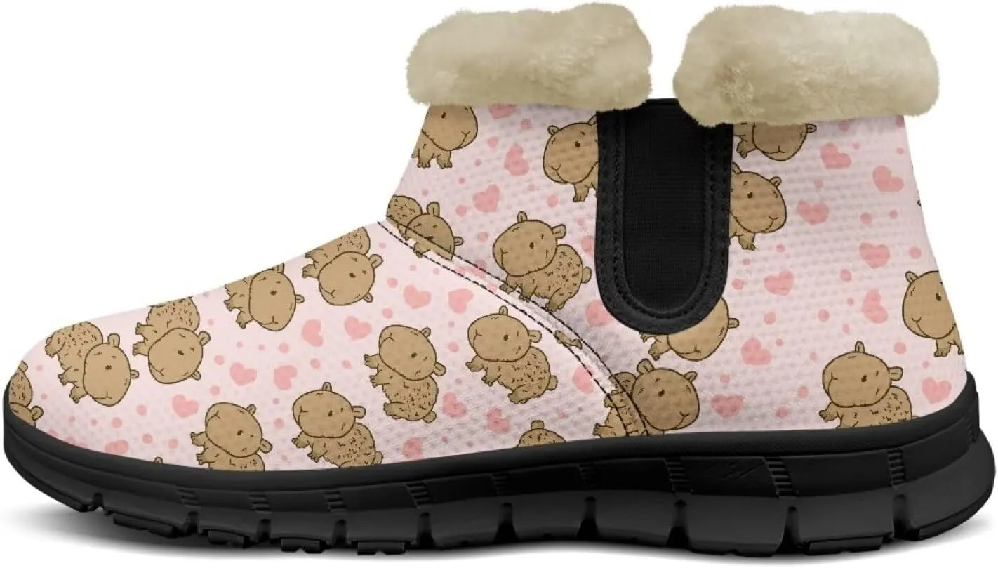 Ankle Boots for Women Waterproof Insulated Warm Fur Lined Snow Boot Winter Outdoor Anti-Slip Lightweight Walking Hiking Booties Shoes