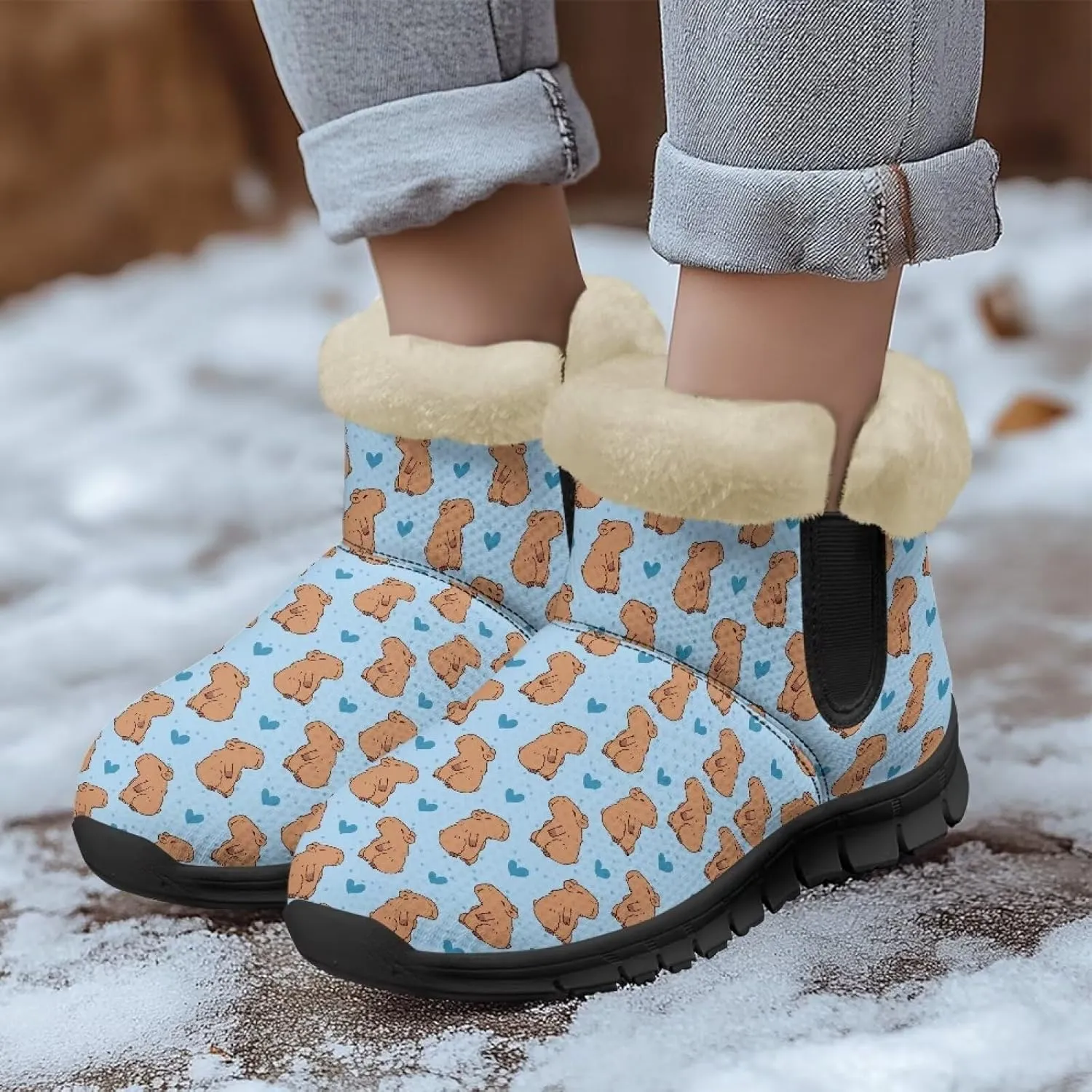 Ankle Boots for Women Waterproof Insulated Warm Fur Lined Snow Boot Winter Outdoor Anti-Slip Lightweight Walking Hiking Booties Shoes
