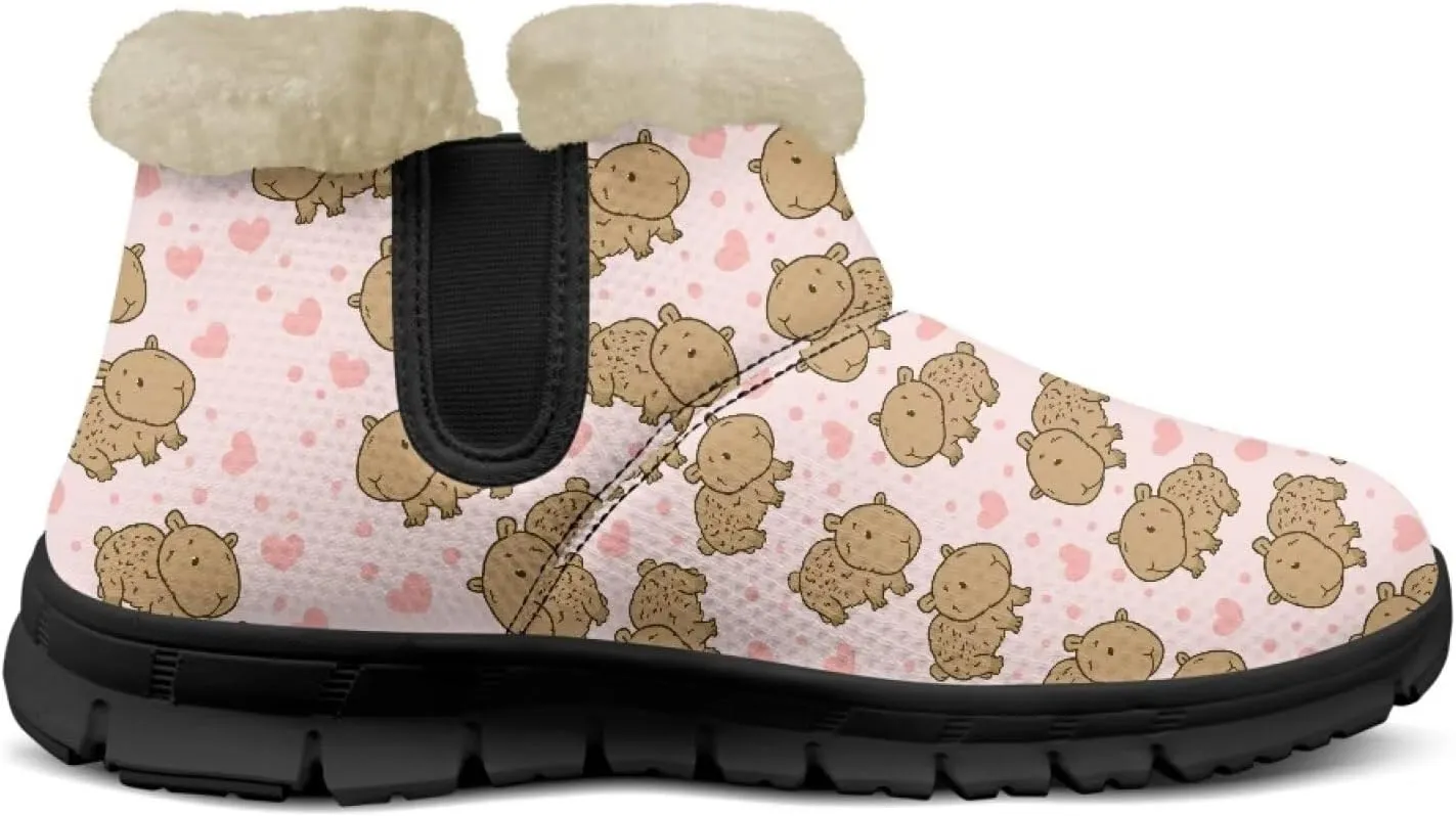 Ankle Boots for Women Waterproof Insulated Warm Fur Lined Snow Boot Winter Outdoor Anti-Slip Lightweight Walking Hiking Booties Shoes