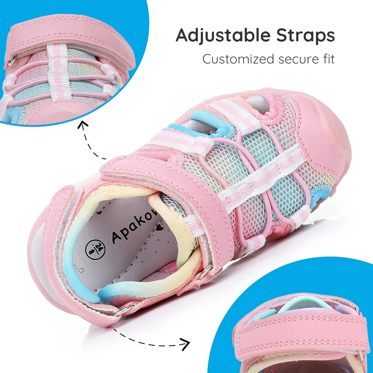 Apakowa Kid's Boy's Girl's Soft Sole Close Toe Sport Beach Sandals (Toddler/Little Kid)