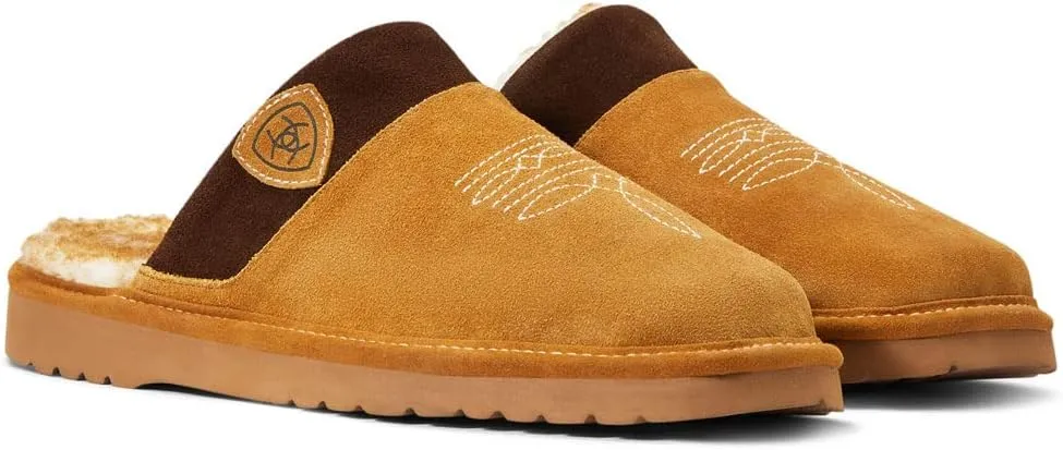 ARIAT Men's 2842 Silversmith Outdoor Indoor Western Suede Foam Cushioned Square Toe Slipper