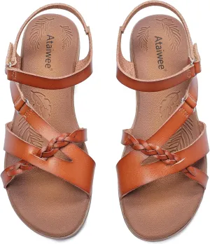 Ataiwee Women's Flat Slide Sandals - Fashion Slip On Flat Summer Shoes.