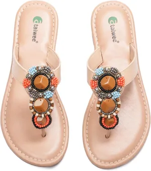 Ataiwee Women's Flat Slide Sandals - Ladies Casual Slip On Criss Cross Strap Summer Shoes.