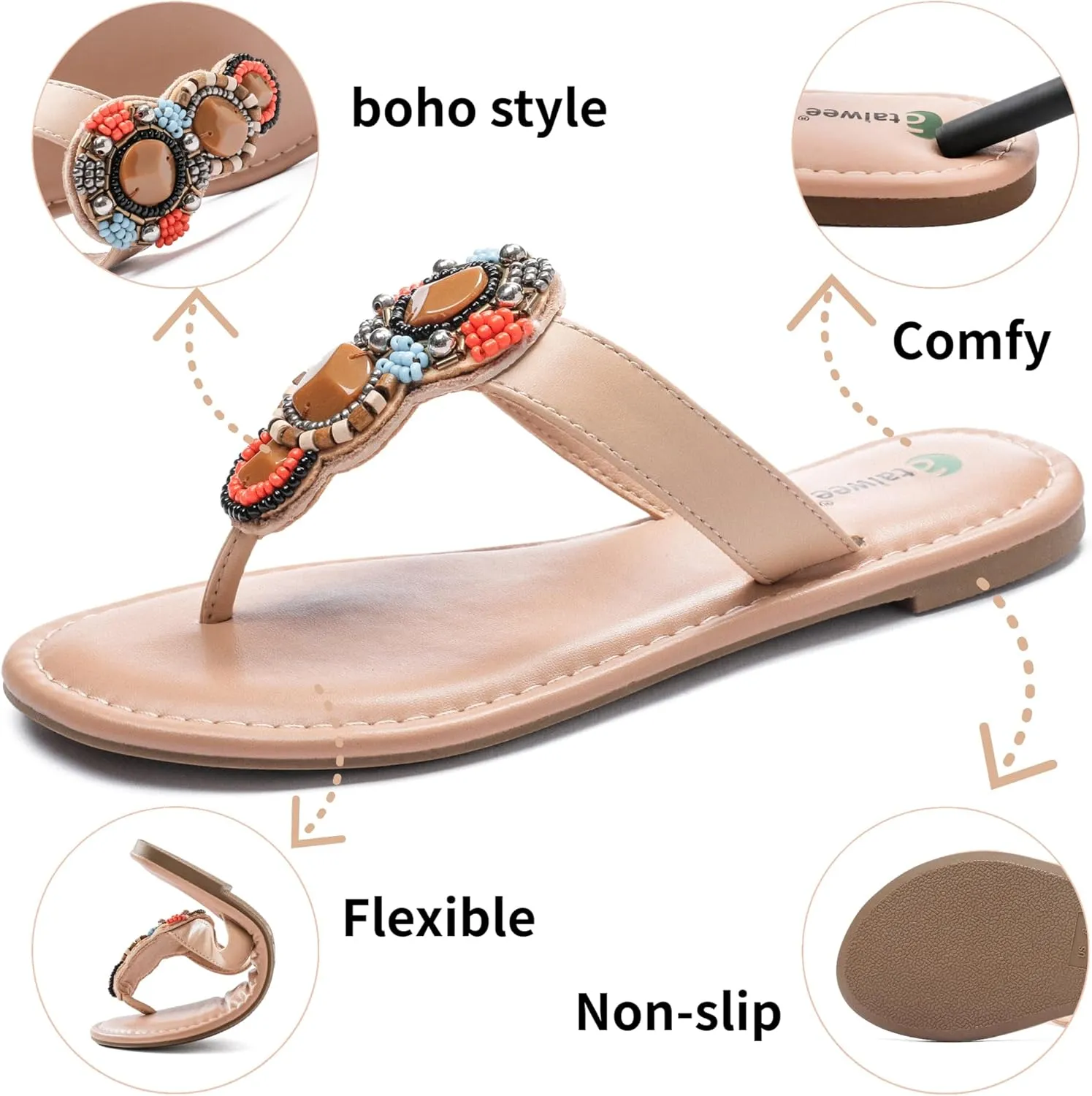 Ataiwee Women's Flat Slide Sandals - Ladies Casual Slip On Criss Cross Strap Summer Shoes.