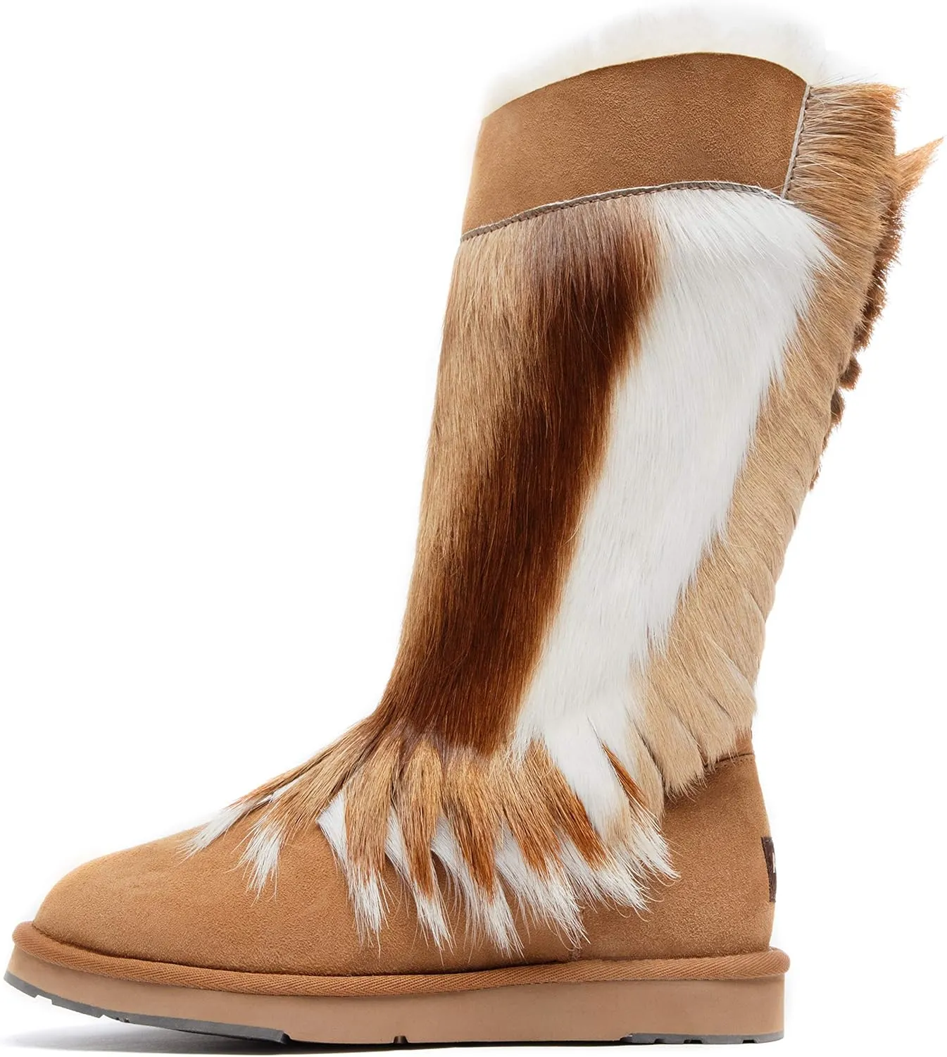 AU&MU Aumu Women's Fur Boot Furry Fluffy Mid-Calf Boots Warm Comfortable Outdoor Snow boots