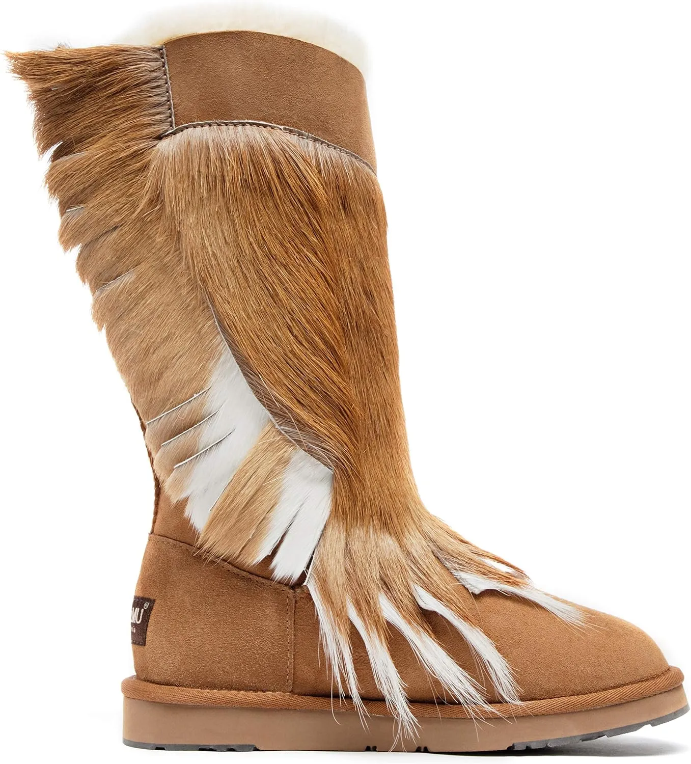 AU&MU Aumu Women's Fur Boot Furry Fluffy Mid-Calf Boots Warm Comfortable Outdoor Snow boots