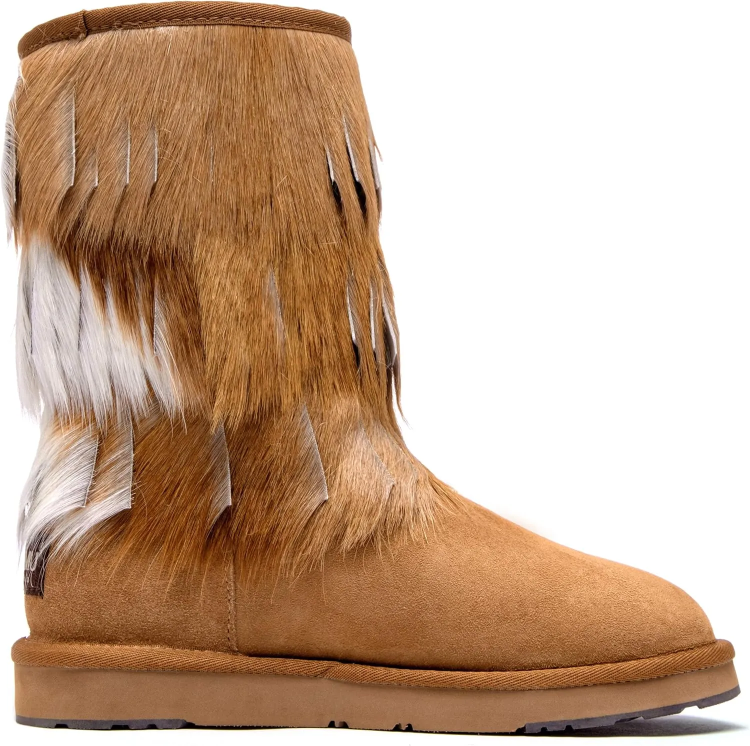 AU&MU Aumu Women's Fur Boot Furry Fluffy Mid-Calf Boots Warm Comfortable Outdoor Snow boots