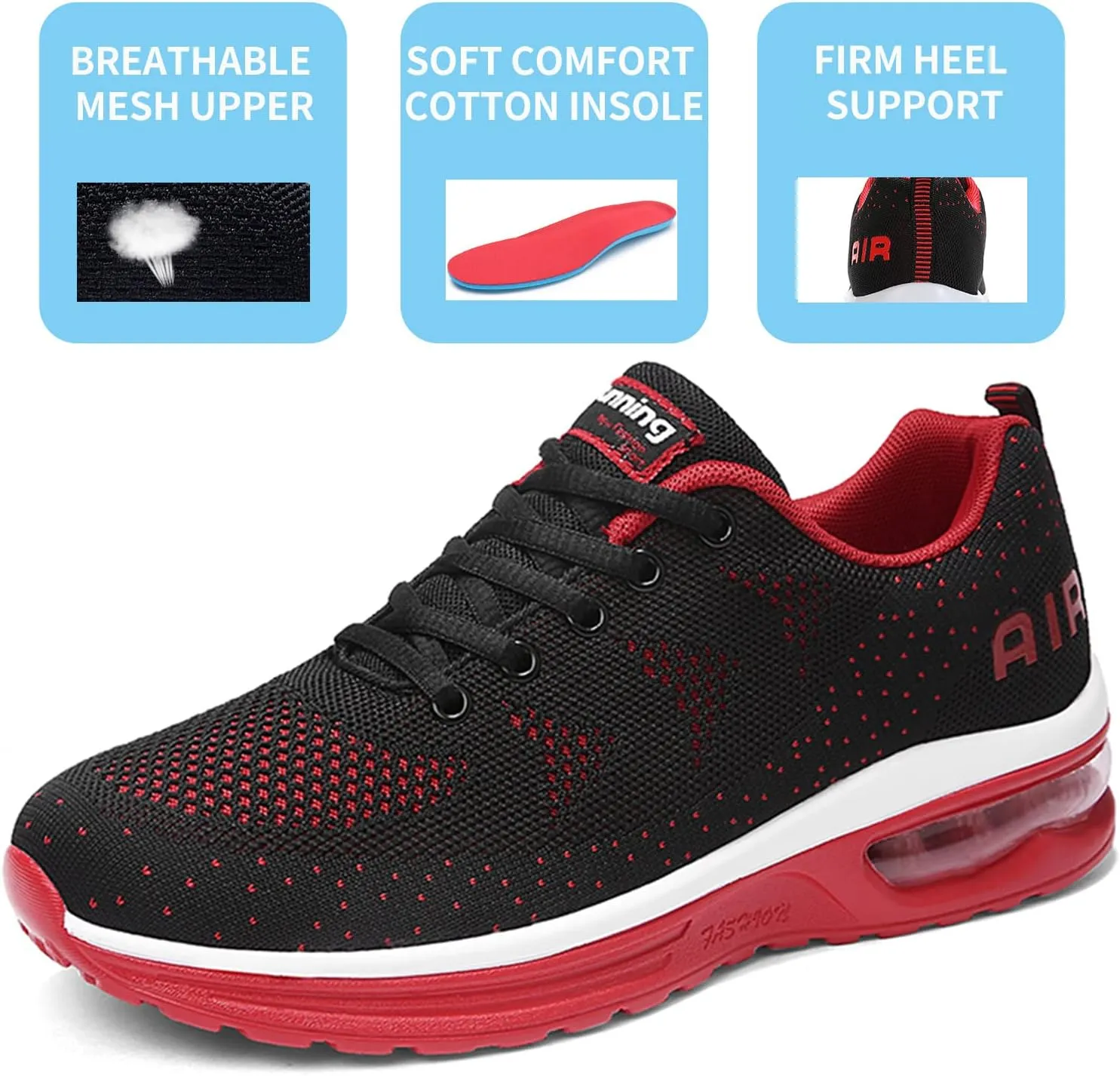 AUPERF Men's Air Running Shoes Lightweight Breathable Workout Footwear Walking Sports Tennis Sneaker
