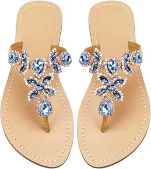 Available in 13 Colors,Rhinestone Sandals,Women's Flat Sandals,Flip Flop,Jeweled Sandals