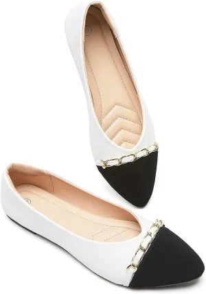 BABUDOG Women's Black Flats Shoes,White Dress Shoes for Women,Crimping Faux Suede Ballet Flats Comfortable