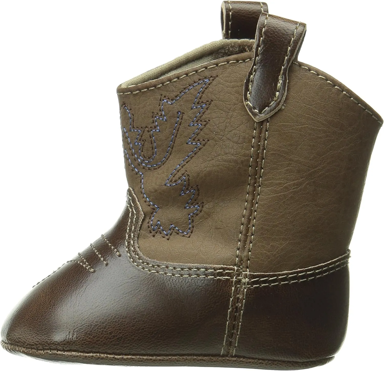 Baby Deer Faux-leather Soft Sole Western Boot for Infant Boys or Girls/Baby First Steps non-Slip with Ornamental Cowboy Stitch and Hook-and-loop Closure