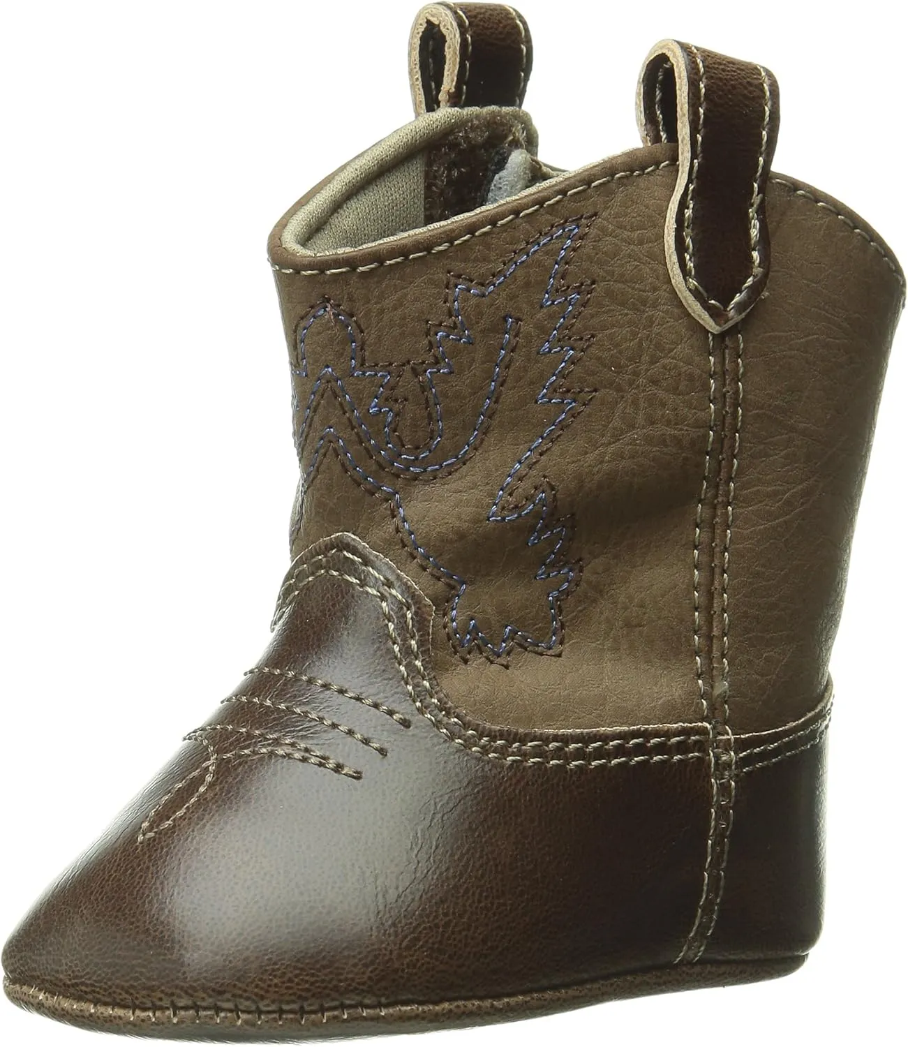 Baby Deer Faux-leather Soft Sole Western Boot for Infant Boys or Girls/Baby First Steps non-Slip with Ornamental Cowboy Stitch and Hook-and-loop Closure