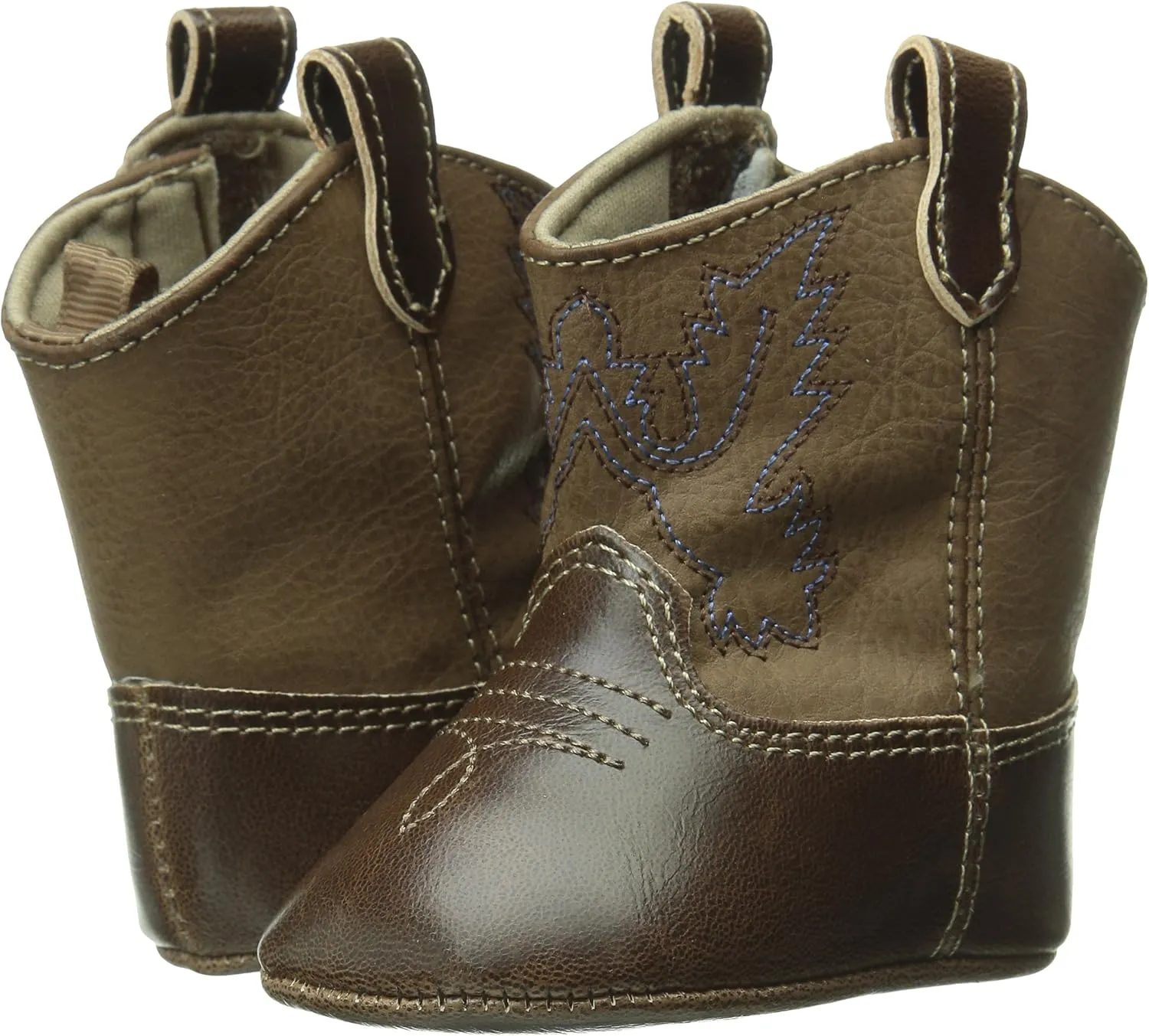 Baby Deer Faux-leather Soft Sole Western Boot for Infant Boys or Girls/Baby First Steps non-Slip with Ornamental Cowboy Stitch and Hook-and-loop Closure
