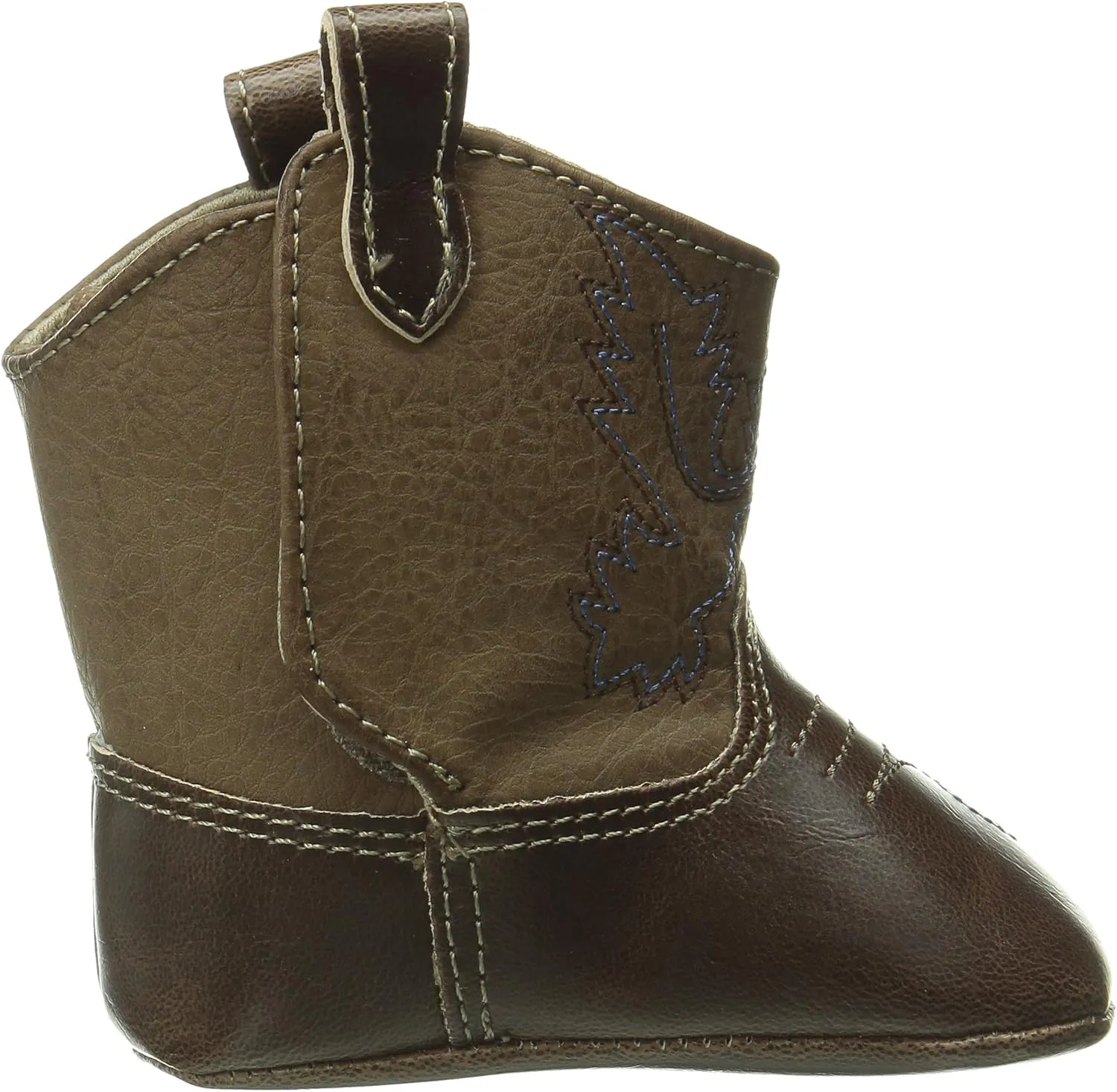Baby Deer Faux-leather Soft Sole Western Boot for Infant Boys or Girls/Baby First Steps non-Slip with Ornamental Cowboy Stitch and Hook-and-loop Closure