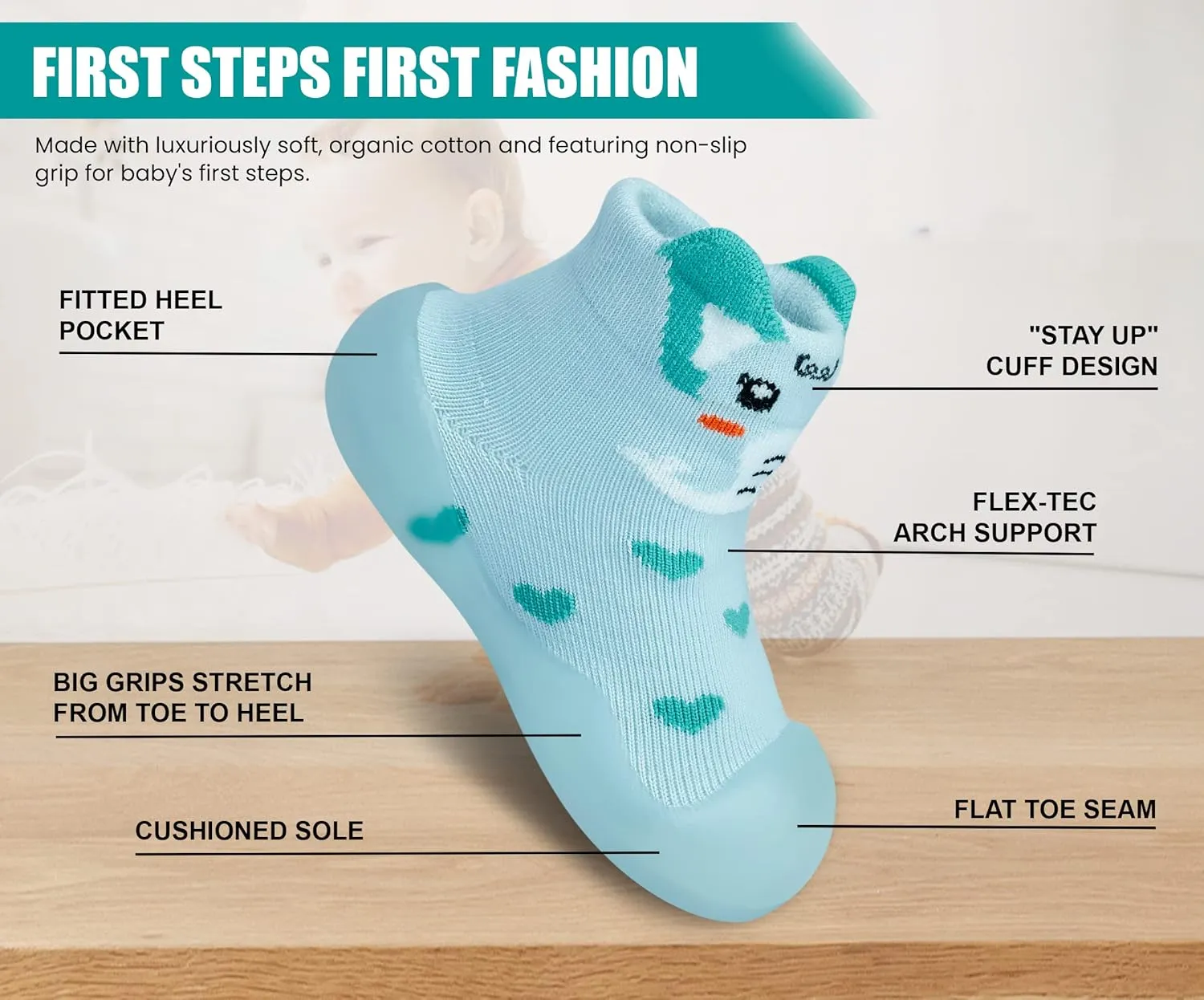 Baby Sock Shoes Boys Girls First Walking Shoes Non-Slip Slippers Soft Sole Sneakers Toddler Infant Babygirl