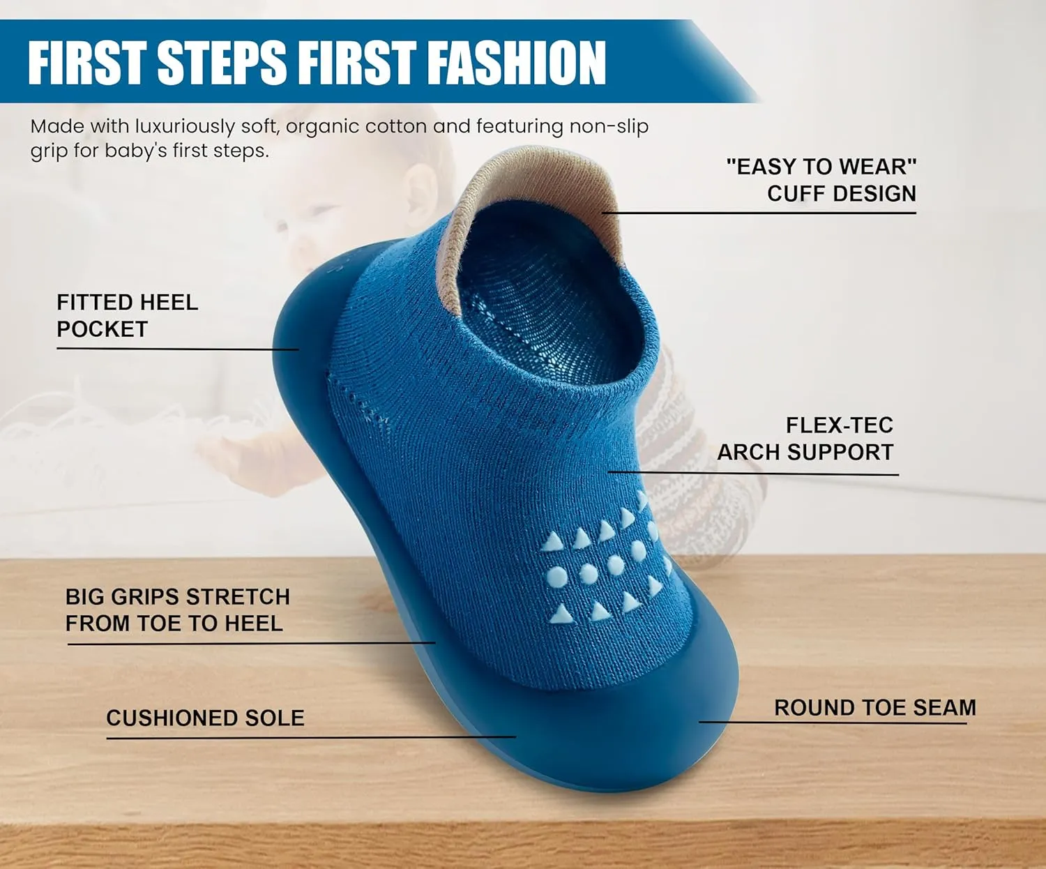 Baby Sock Shoes Boys Girls First Walking Shoes Non-Slip Slippers Soft Sole Sneakers Toddler Infant Babygirl