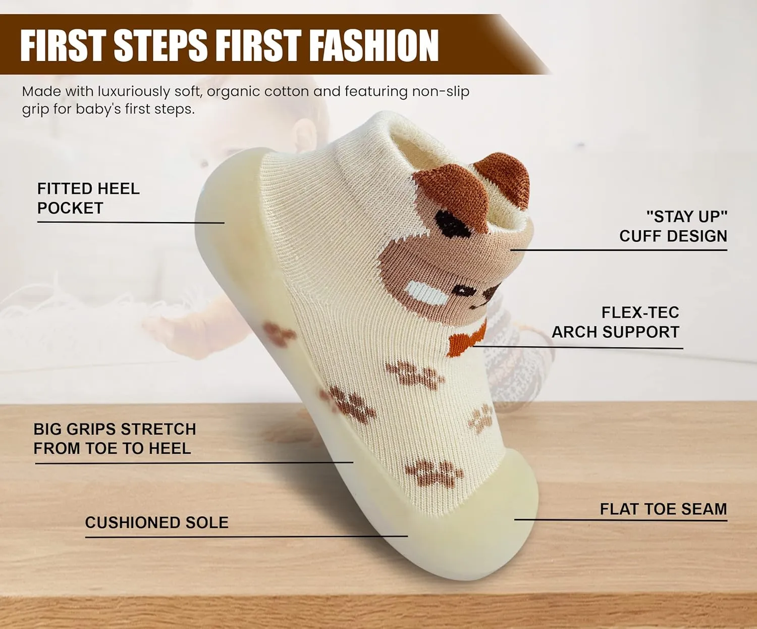 Baby Sock Shoes Boys Girls First Walking Shoes Non-Slip Slippers Soft Sole Sneakers Toddler Infant Babygirl
