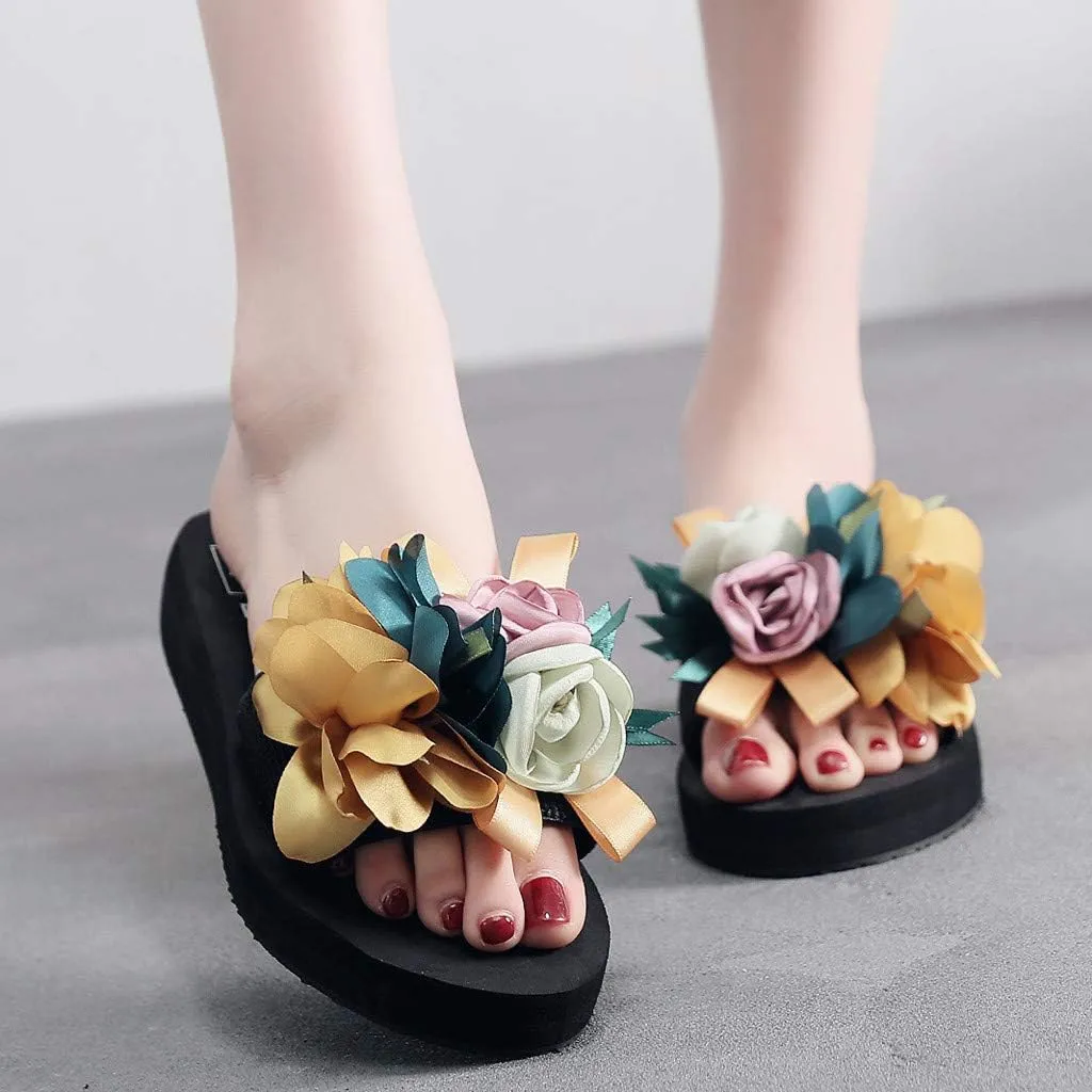 Beach Sandals for Summer Women's Beach Flower Slippers Wedges Bohemian Shoes Sandals Summer Women's slipper