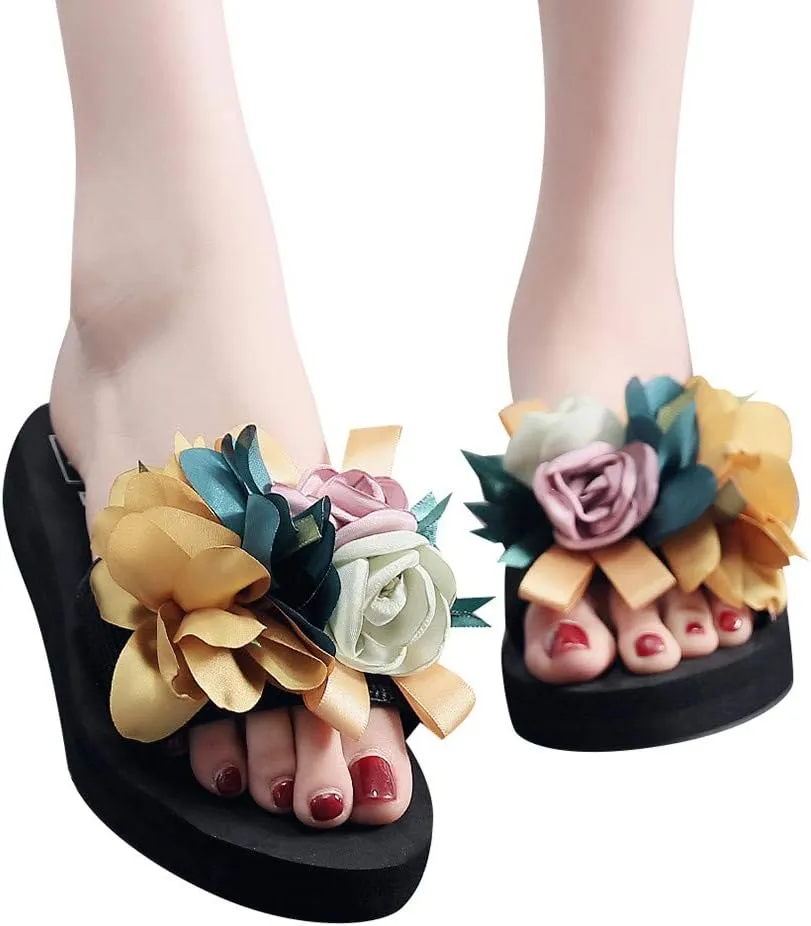 Beach Sandals for Summer Women's Beach Flower Slippers Wedges Bohemian Shoes Sandals Summer Women's slipper