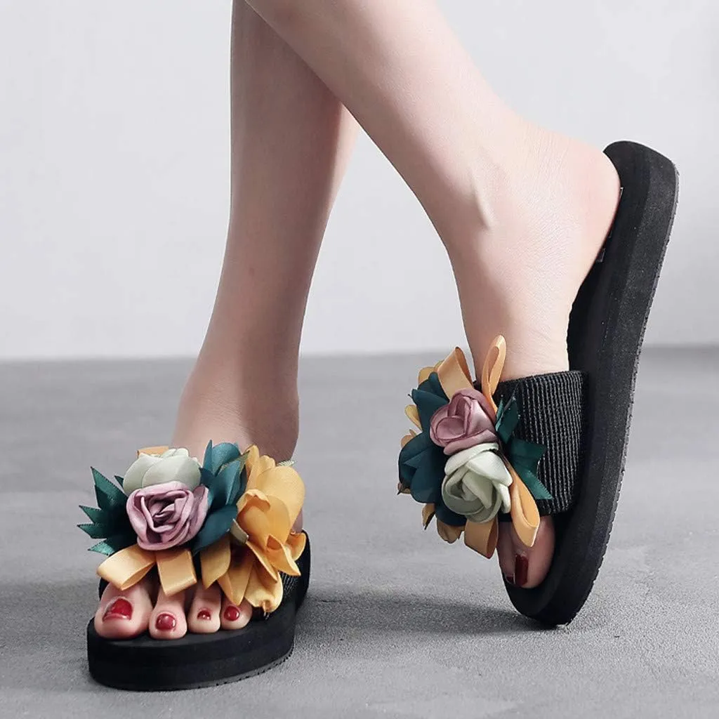 Beach Sandals for Summer Women's Beach Flower Slippers Wedges Bohemian Shoes Sandals Summer Women's slipper