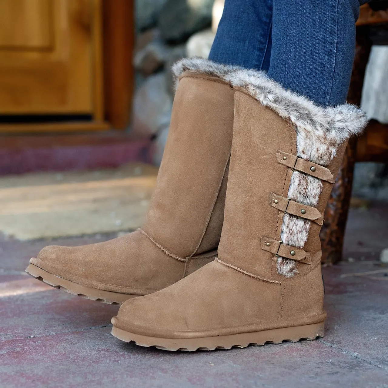 BEARPAW Women's Emery Classic Suede Slip on Winter Boot Snow