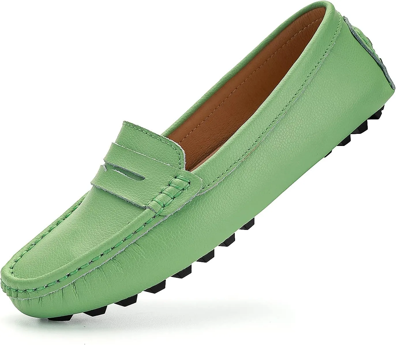BEAUSEEN Women's Genuine Leather Penny Loafers Classic Driving Moccasins Casual Slip On Comfort Women Loafer Shoes