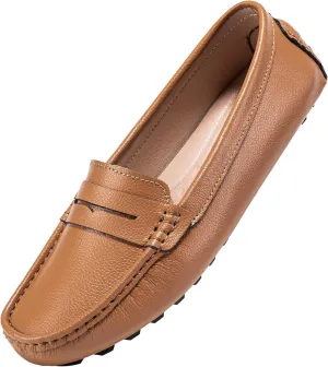 BEAUSEEN Women's Genuine Leather Penny Loafers Classic Driving Moccasins Casual Slip On Comfort Women Loafer Shoes